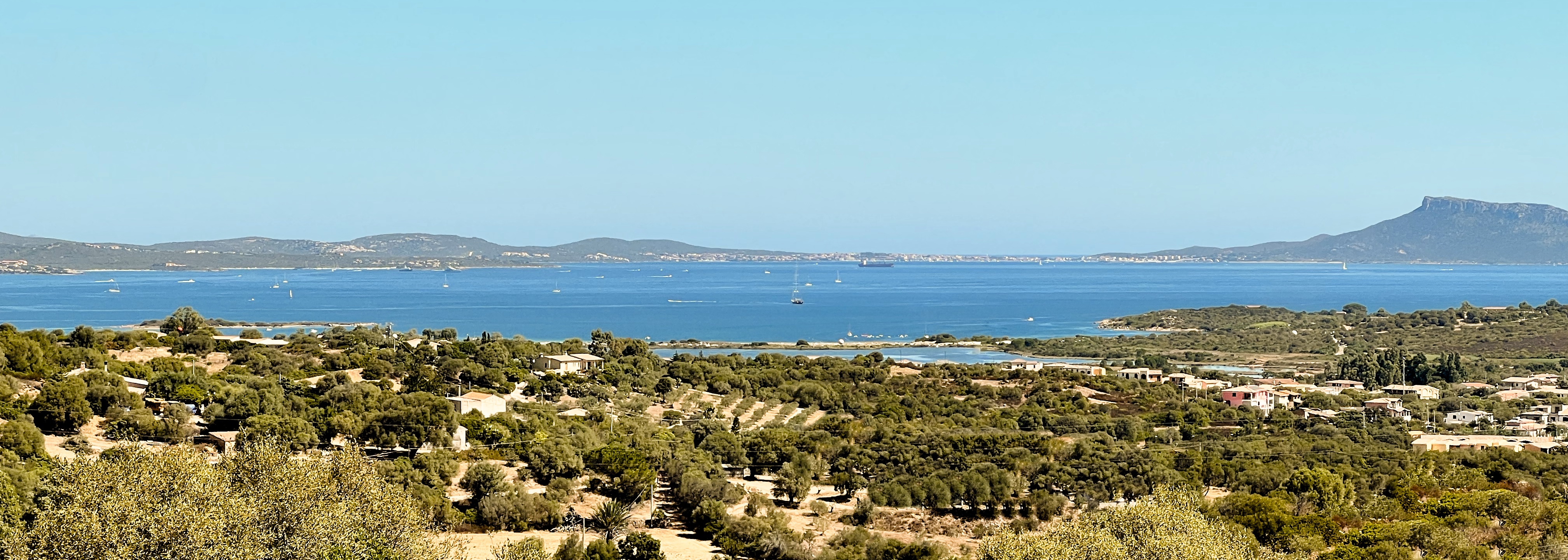 Vista sul mare dalla collina di Su Bisu tra Olbia e San Teodoro, Sardegna nord-orientale